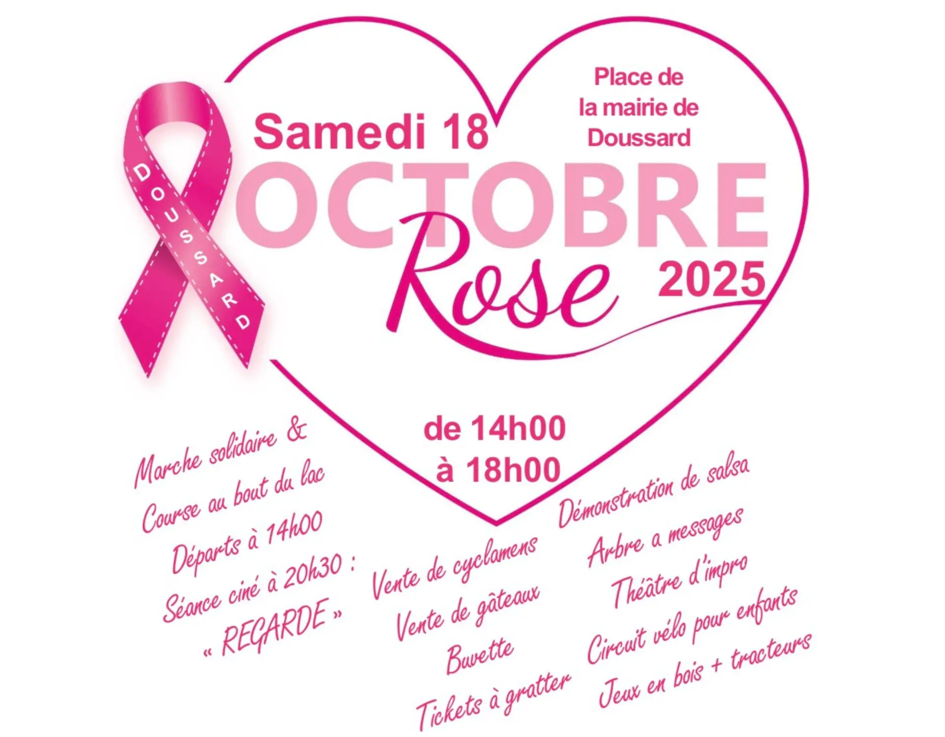 affiche octobre rose coeur et ruban