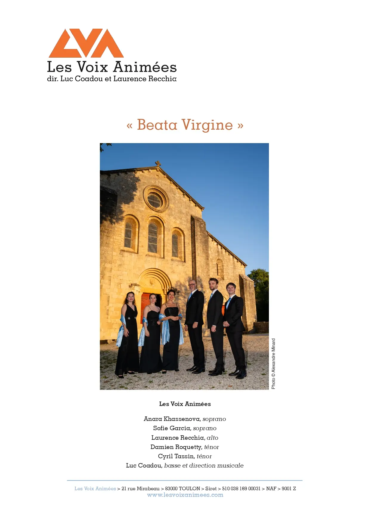 Concert de la sainte Cécile 2026 Les voix animées BEATA VIRGINE_Sainte-Maxime