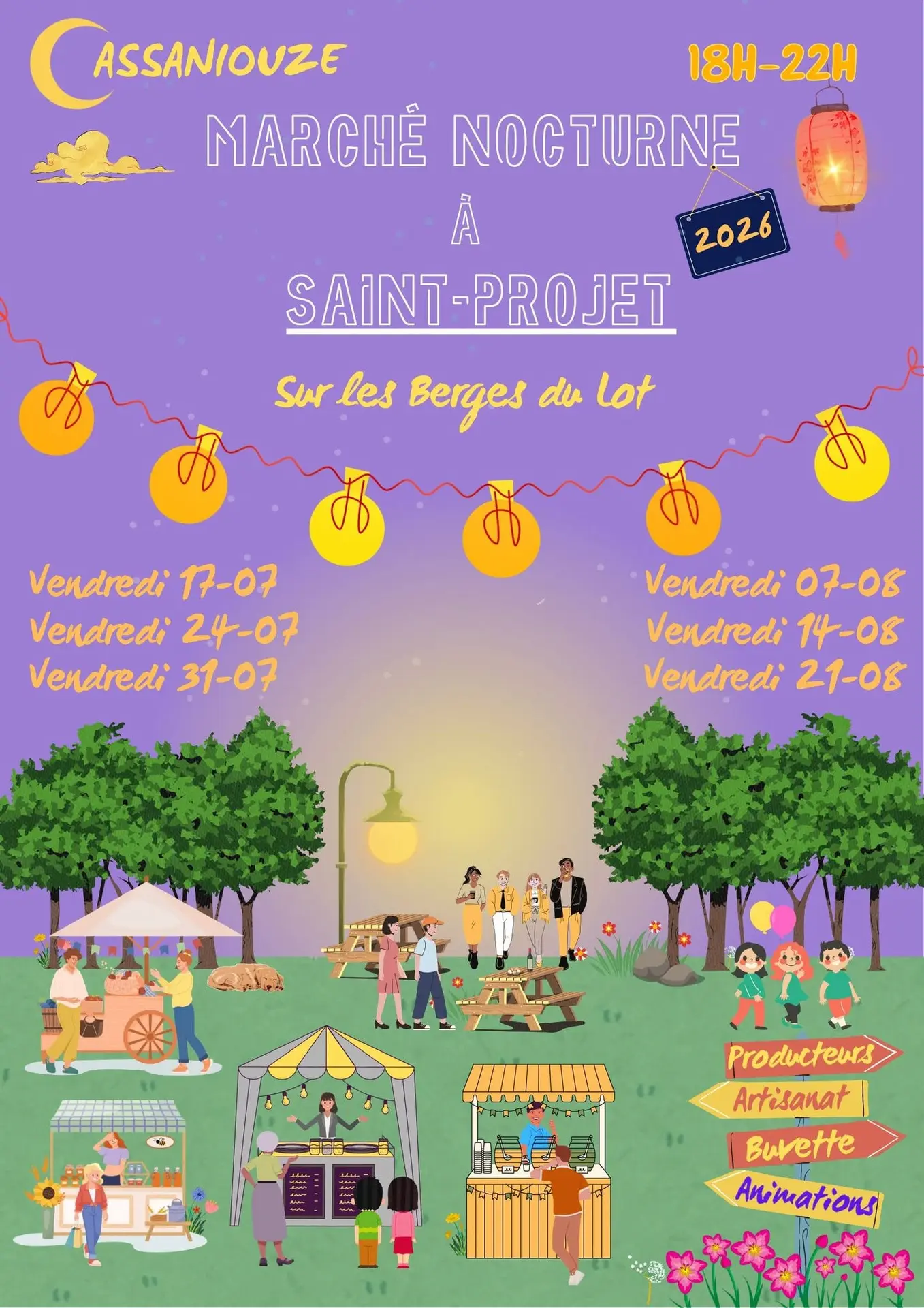 Marché nocturne hebdomadaire à Cassaniouze