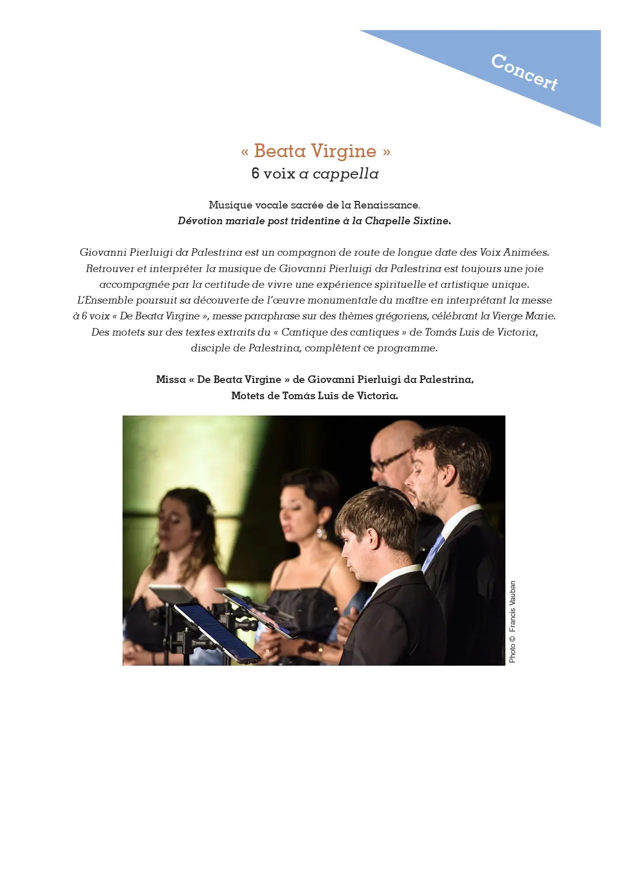 Concert de la sainte Cécile 2026 Les voix animées BEATA VIRGINE_Sainte-Maxime