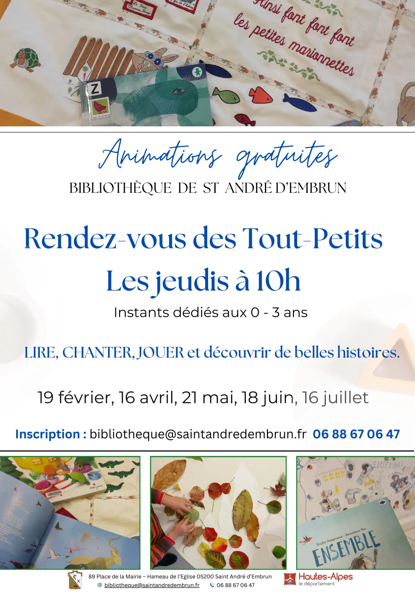 Rendez-vous des Tout-Petits - bibliothèque de St André d'Embrun