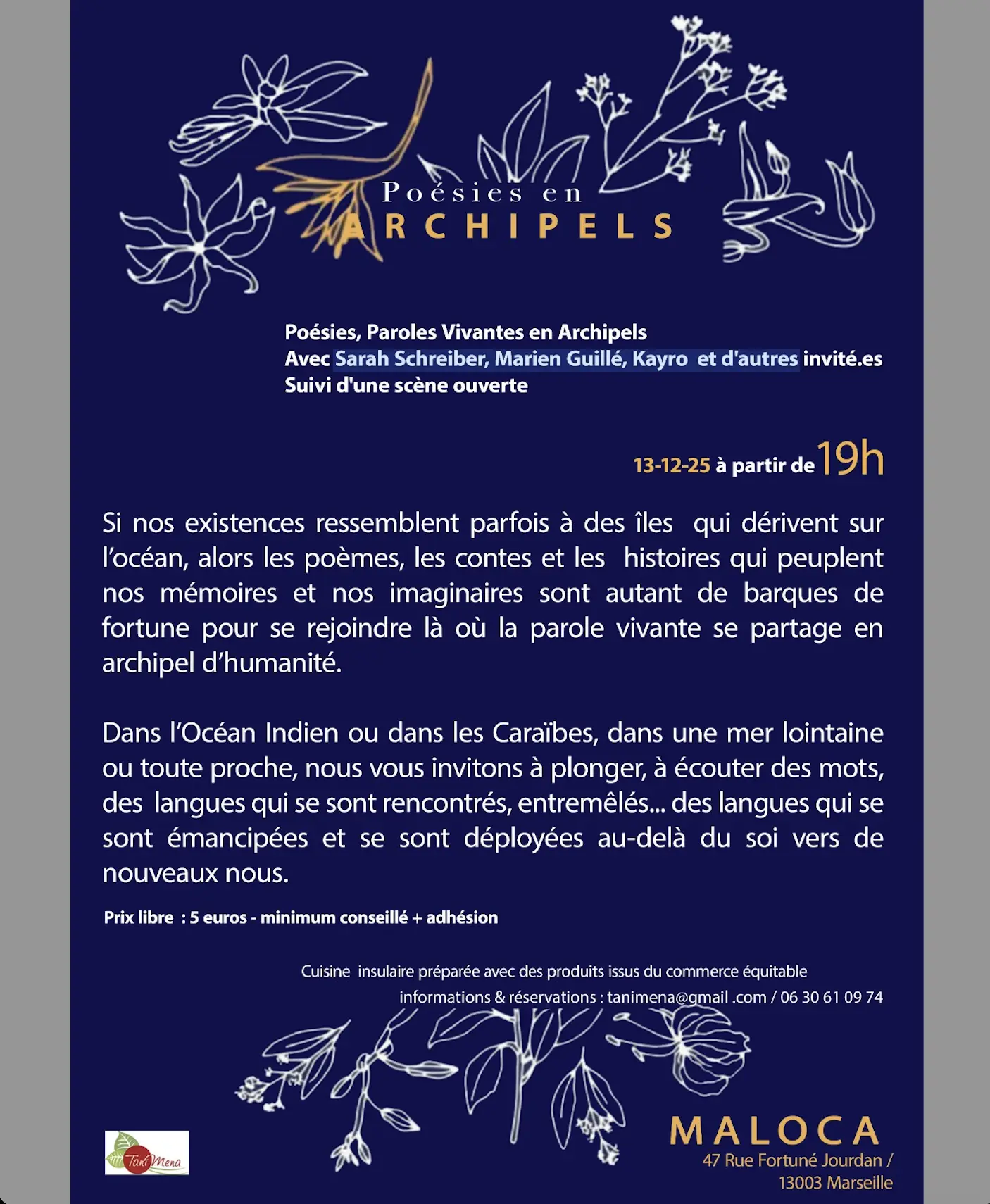 Soirée poésies et paroles vivantes en archipels