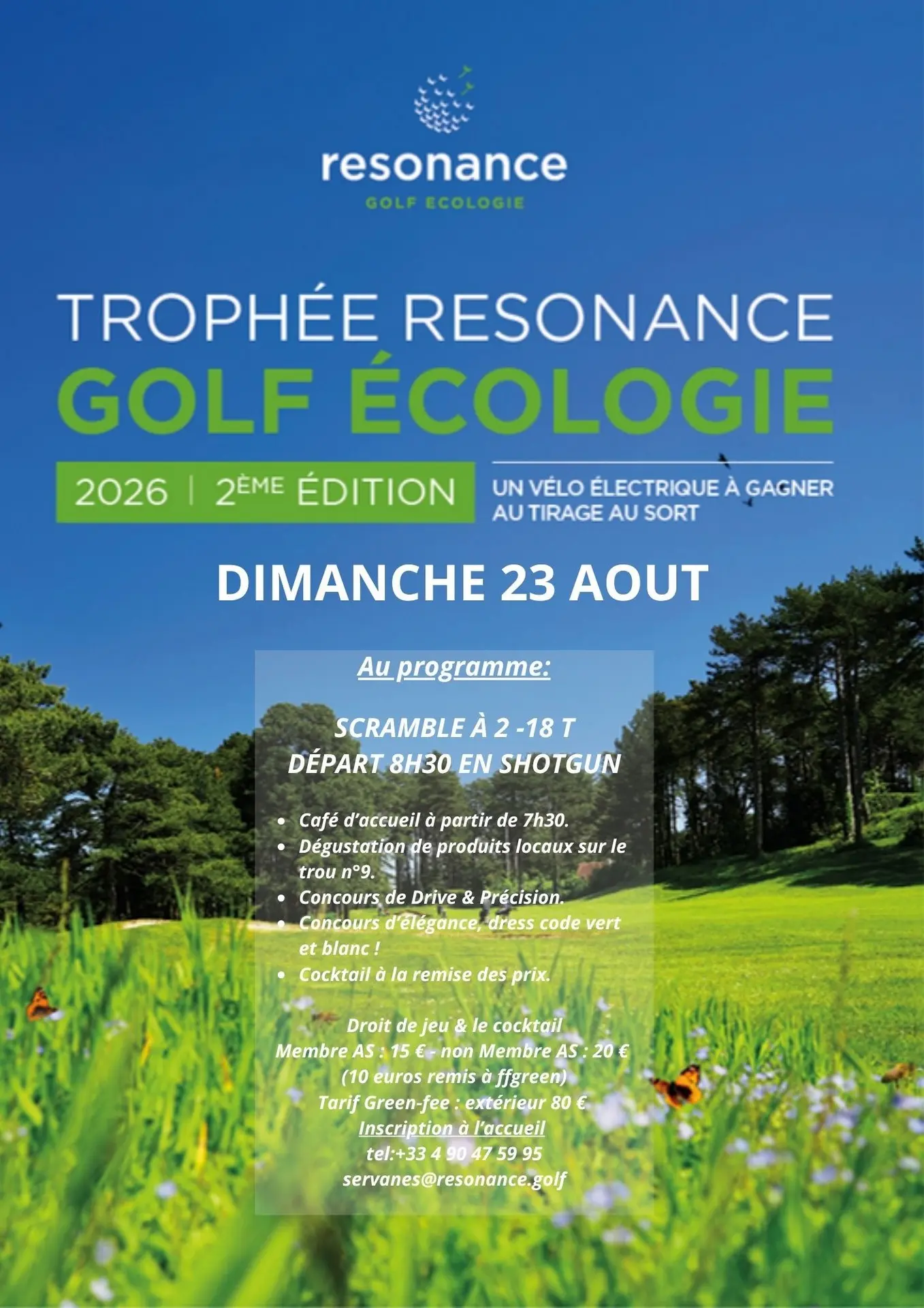 Affiche Compétition de golf Trophée Résonance Golf Écologie à Mouriès 23.08.26