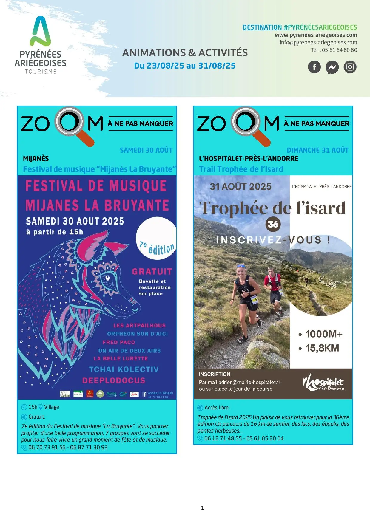 Du 23 au 31.08.Programme Animations & Activités.