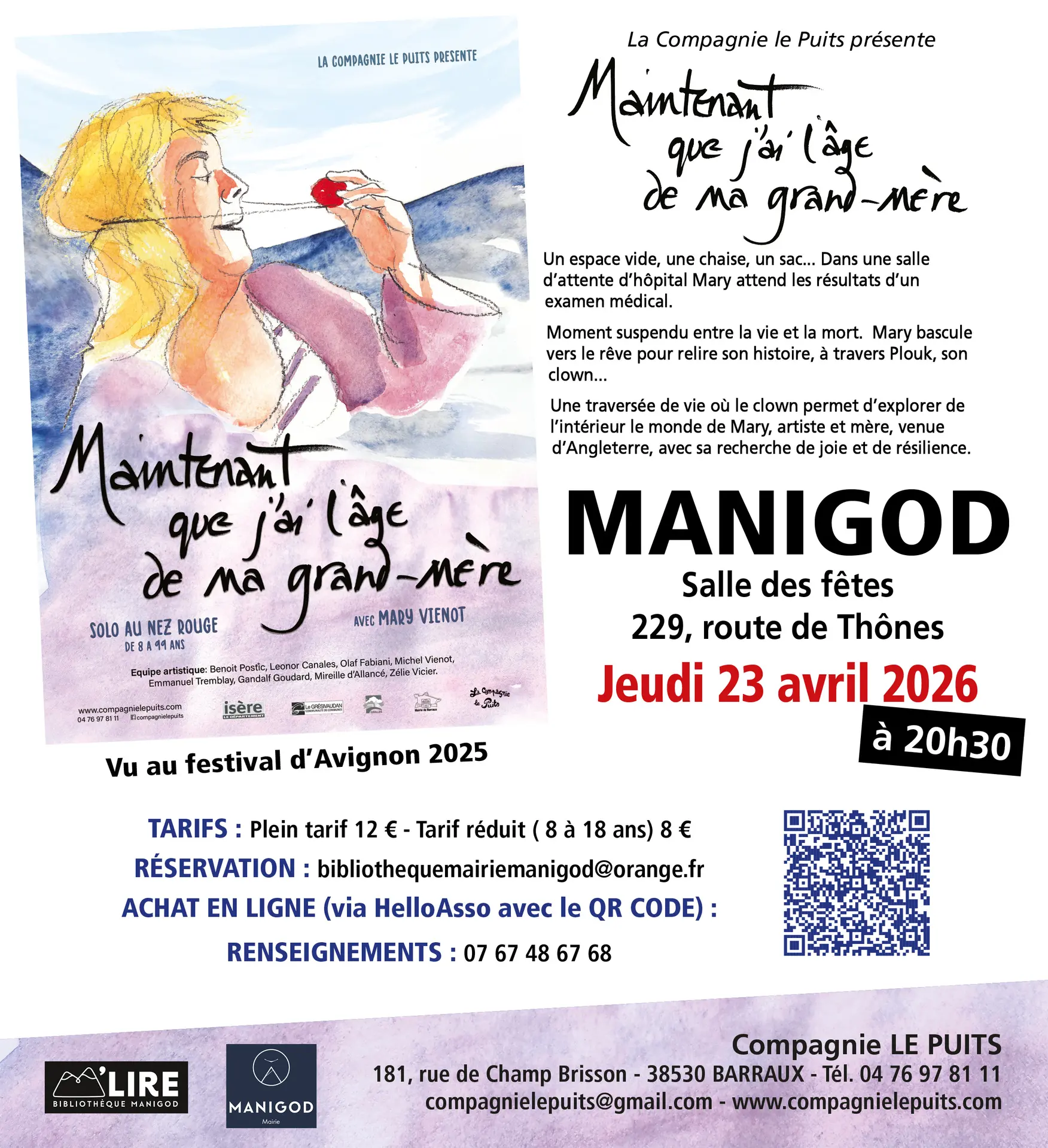 Spectacle Maintenant que j'ai l'âge de ma grand-mère_Manigod