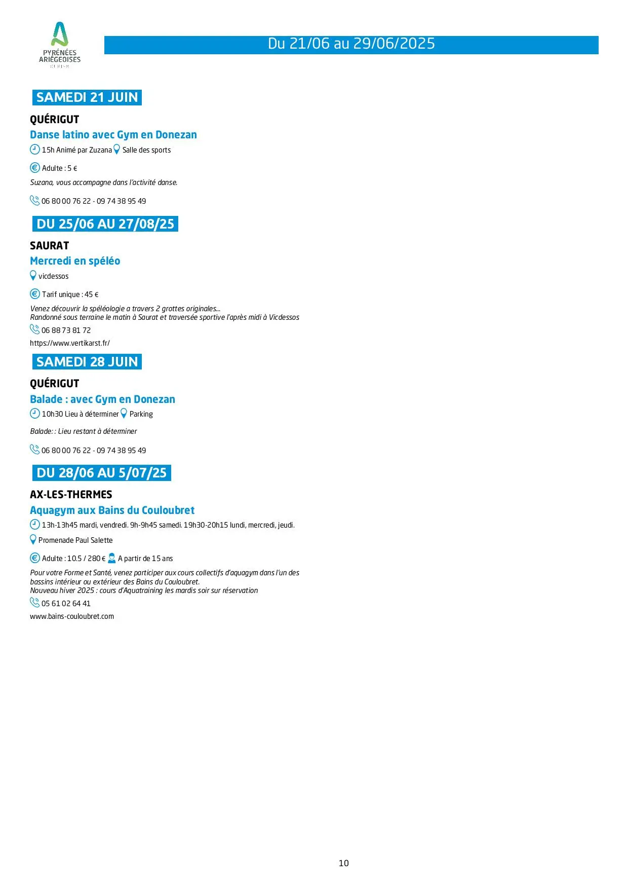 Animations du 21 au 29 juin
