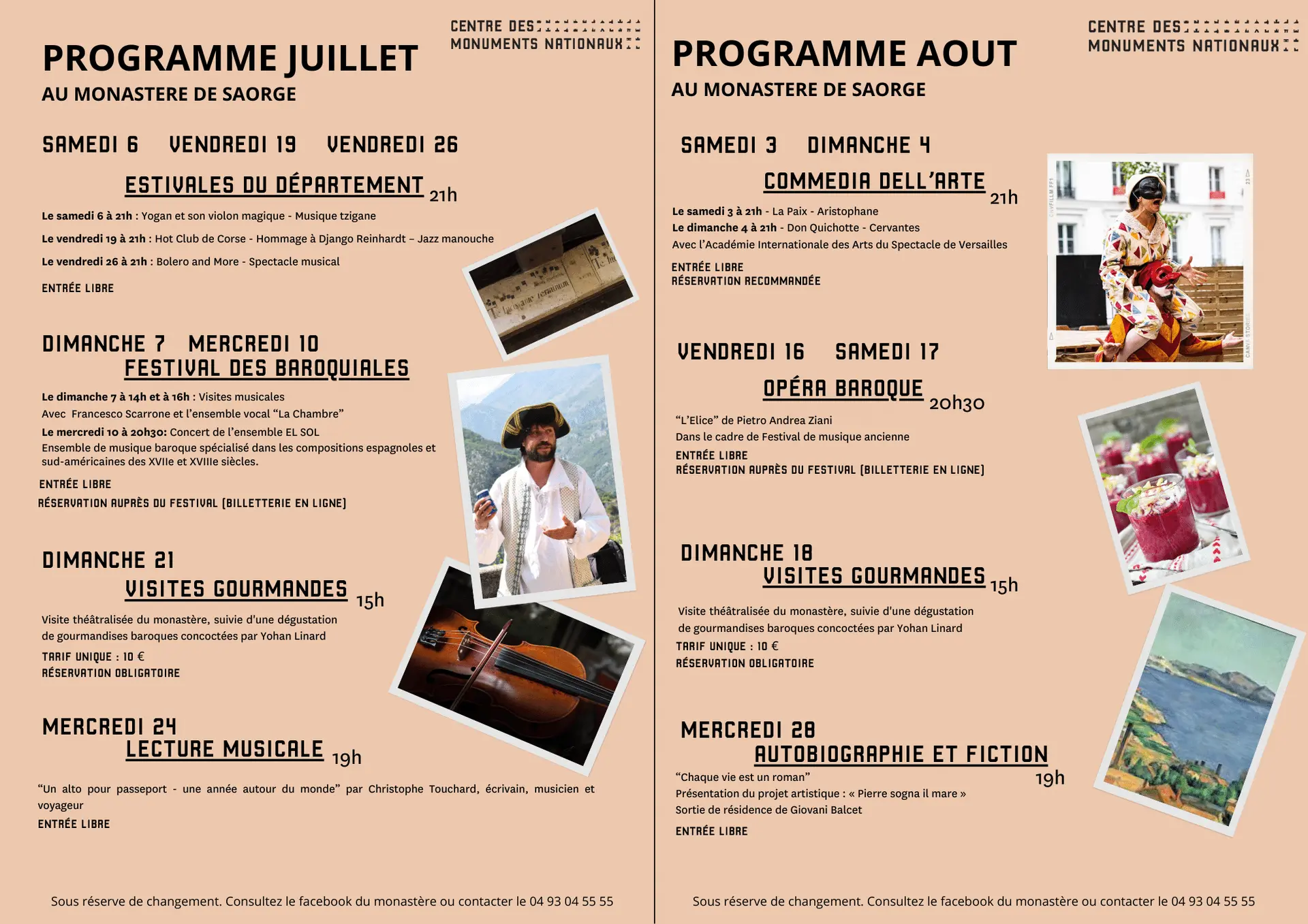 Programme juillet-août monastère de Saorge