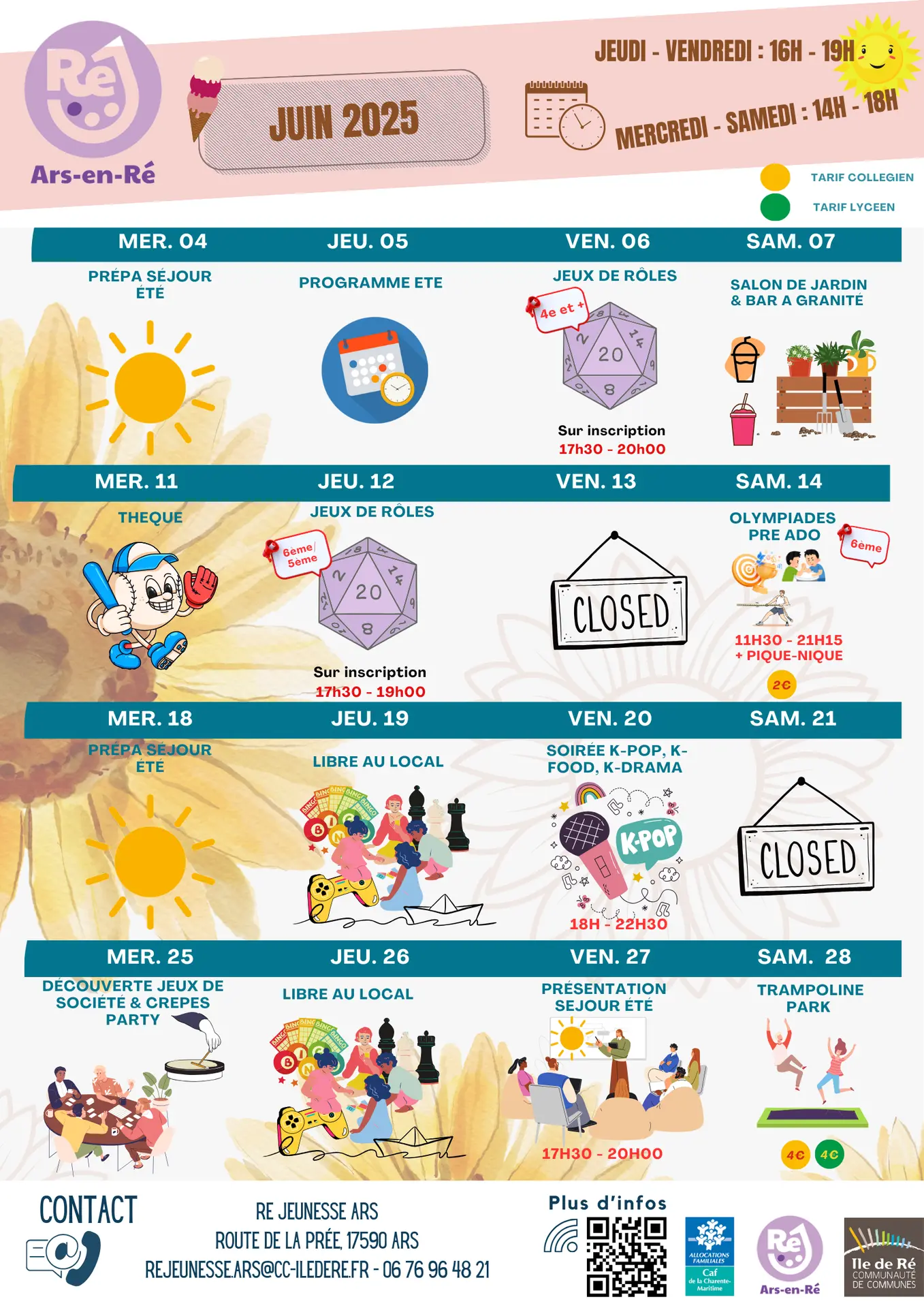 Animations de Ré Jeunesse à Ars-en-Ré - Juin_Ars-en-Ré