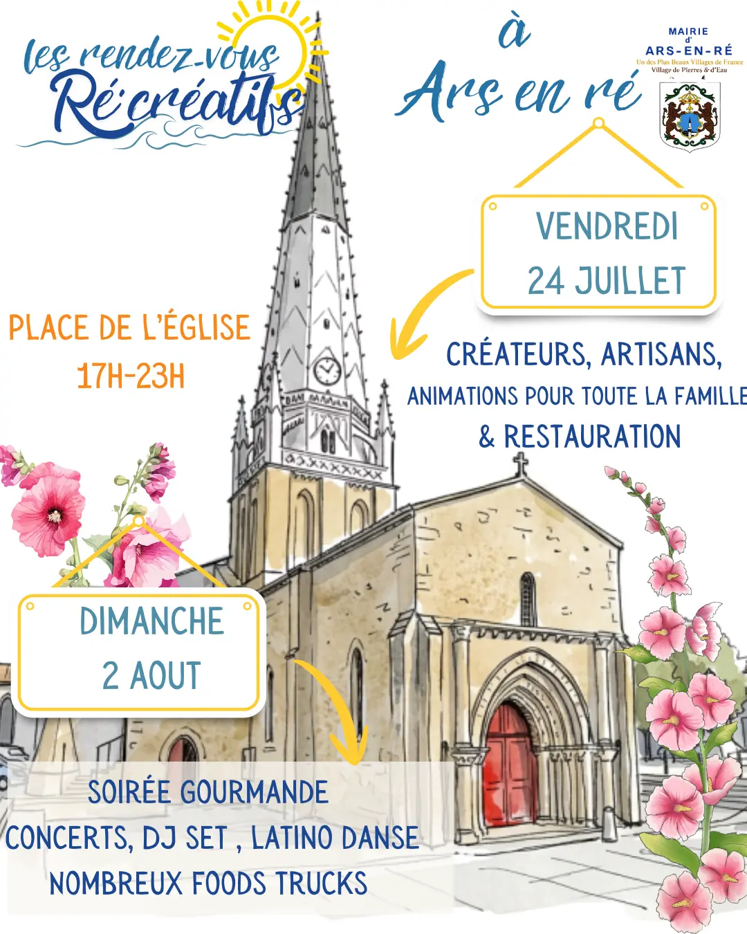 Affiche des Rendez-vous Ré'Créatifs à Ars-en-Ré de juillet