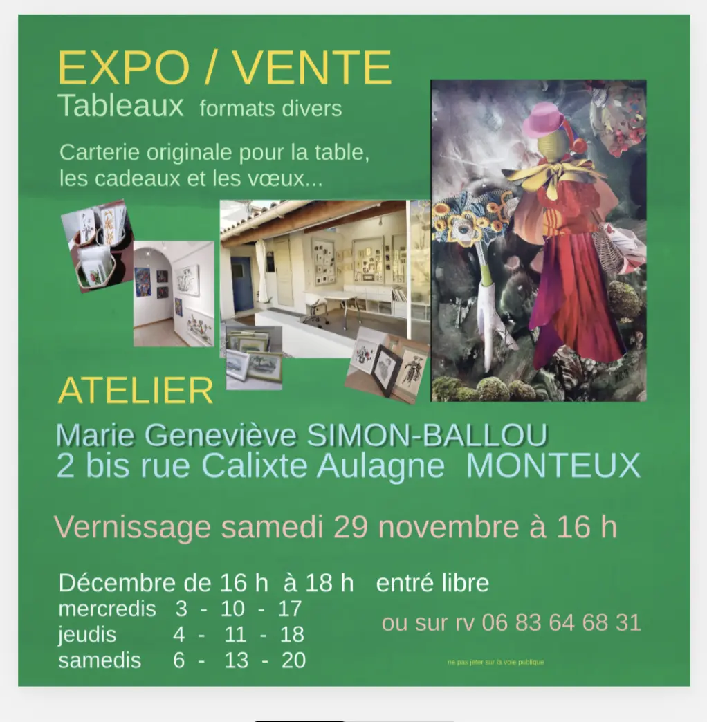 Expo / vente à l'atelier de Marie-Geneviève Simon-Ballou_Monteux