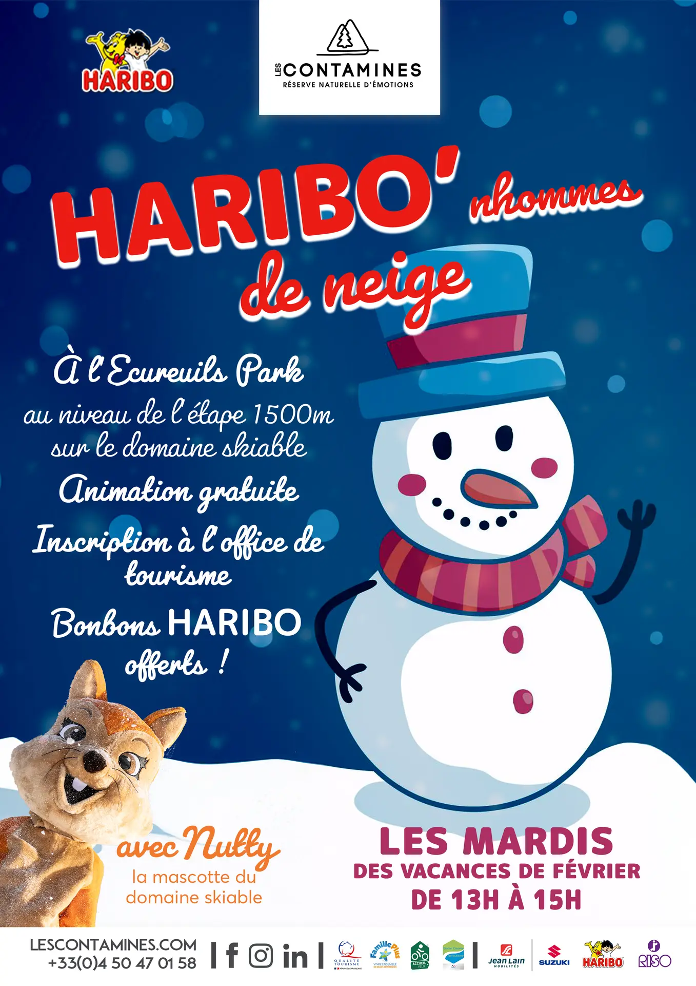HARIBO'nhommes de neige avec Nutty à l'Ecureuil Park_Les Contamines-Montjoie
