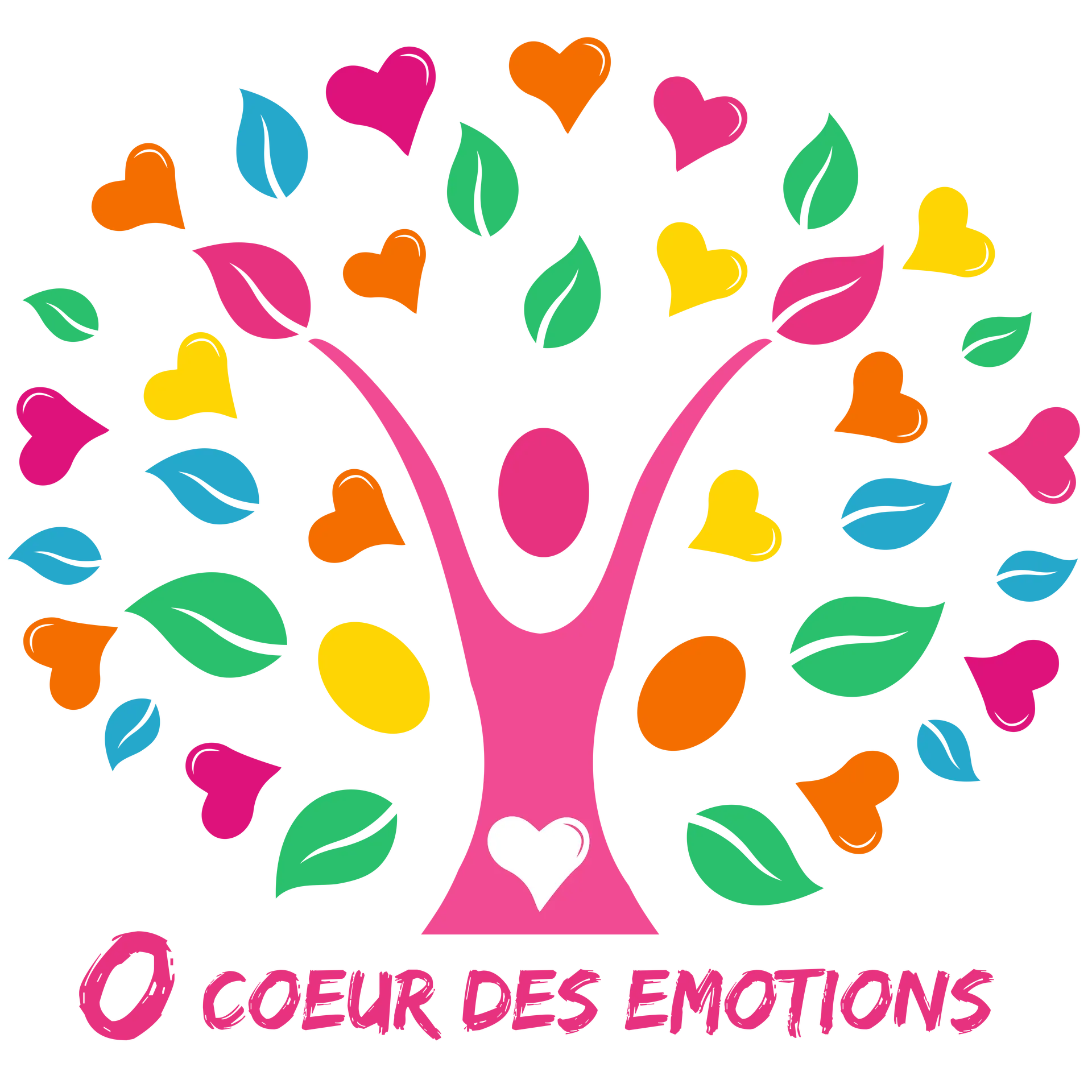 Personnage en forme d'arbre avec des fleurs et feuilles multicolores