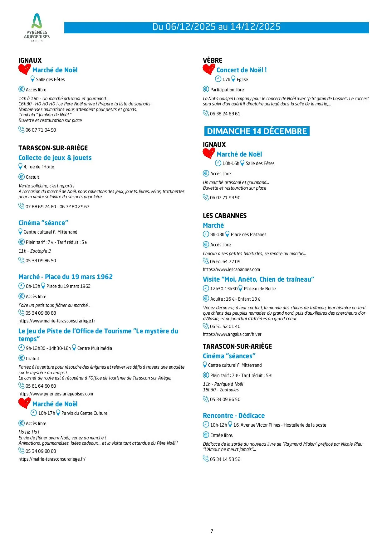 Du 06 au 14.12.Programme Animations & Activités