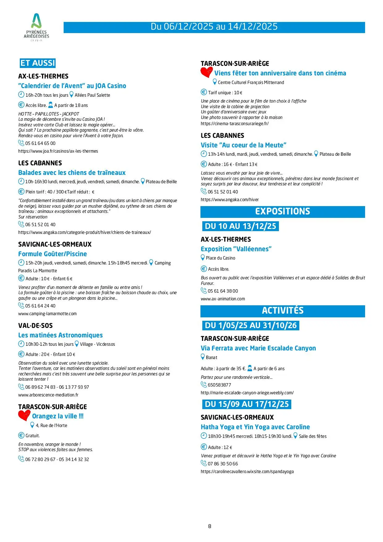 Du 06 au 14.12.Programme Animations & Activités