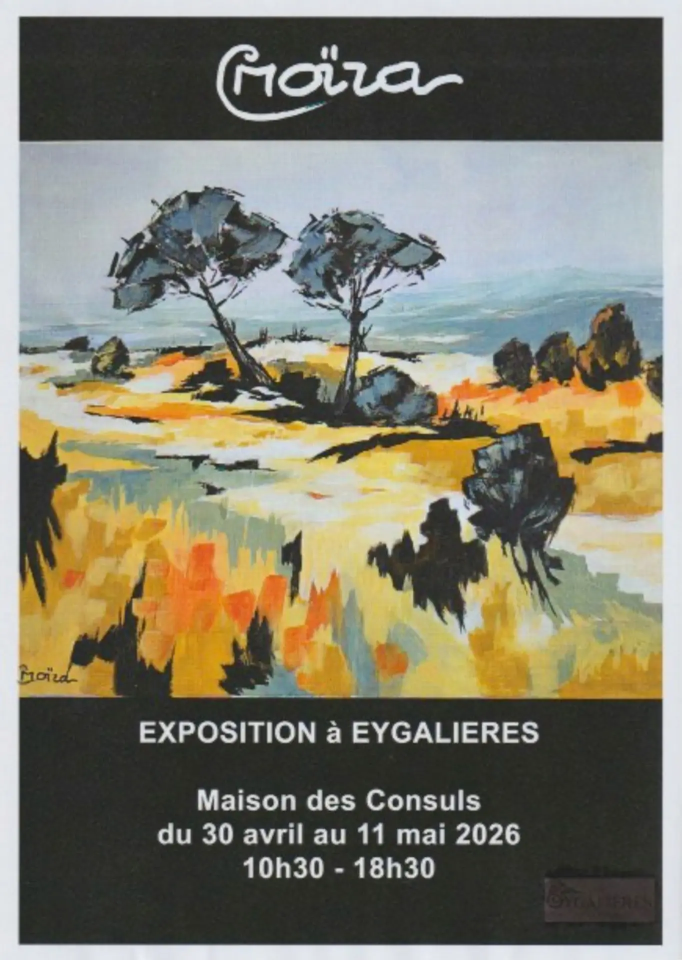 Affiche Exposition de CMoïra : Lumière & Paysage à Eygalières 30.04 au 11.05.26