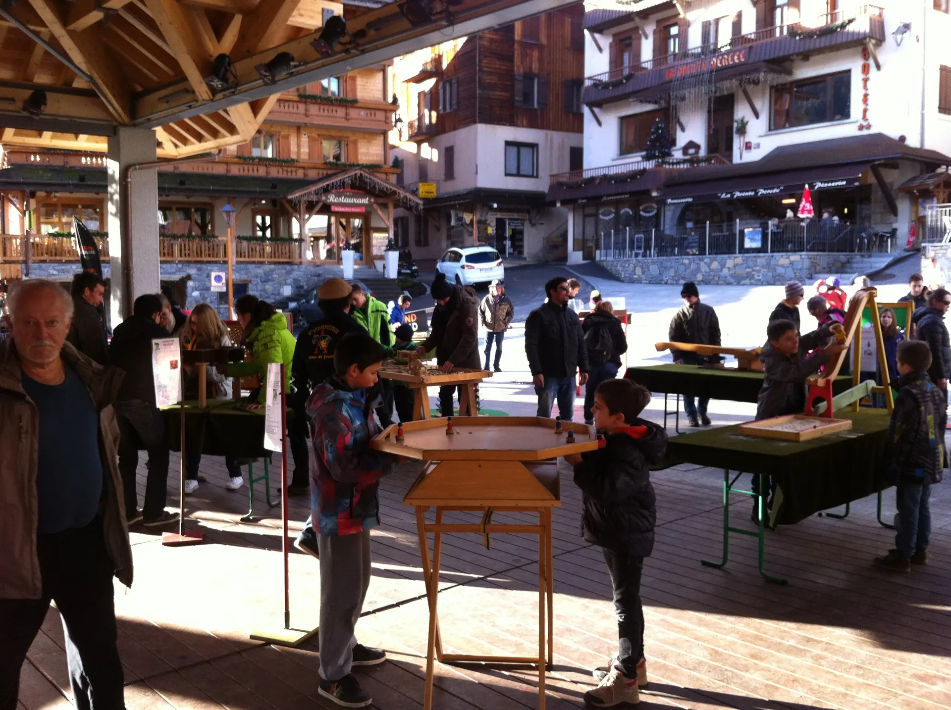 Giant wooden games on Grenette square