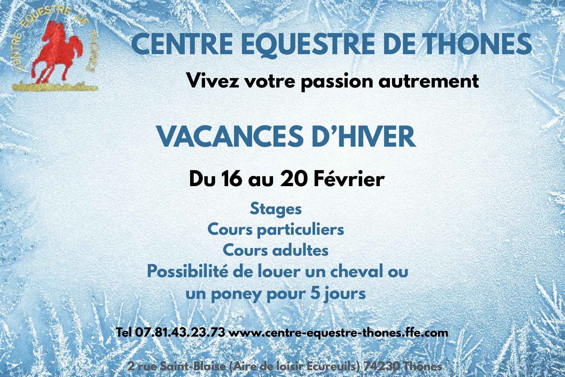 Vacances d'hiver au centre équestre_Thônes