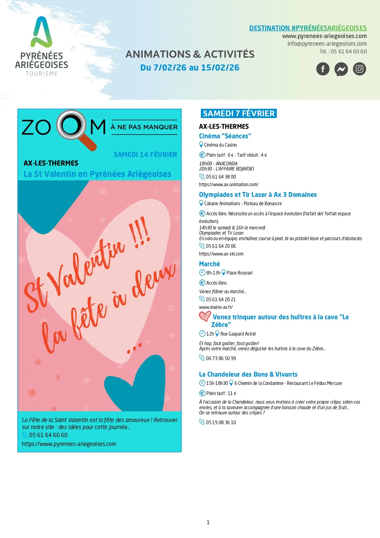 Du 07 au 15.02.Programme Animations & Activités