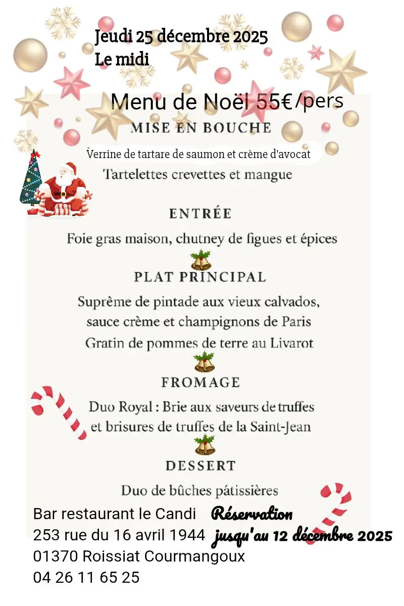 Menu de Noël_Le Candi_Courmangoux