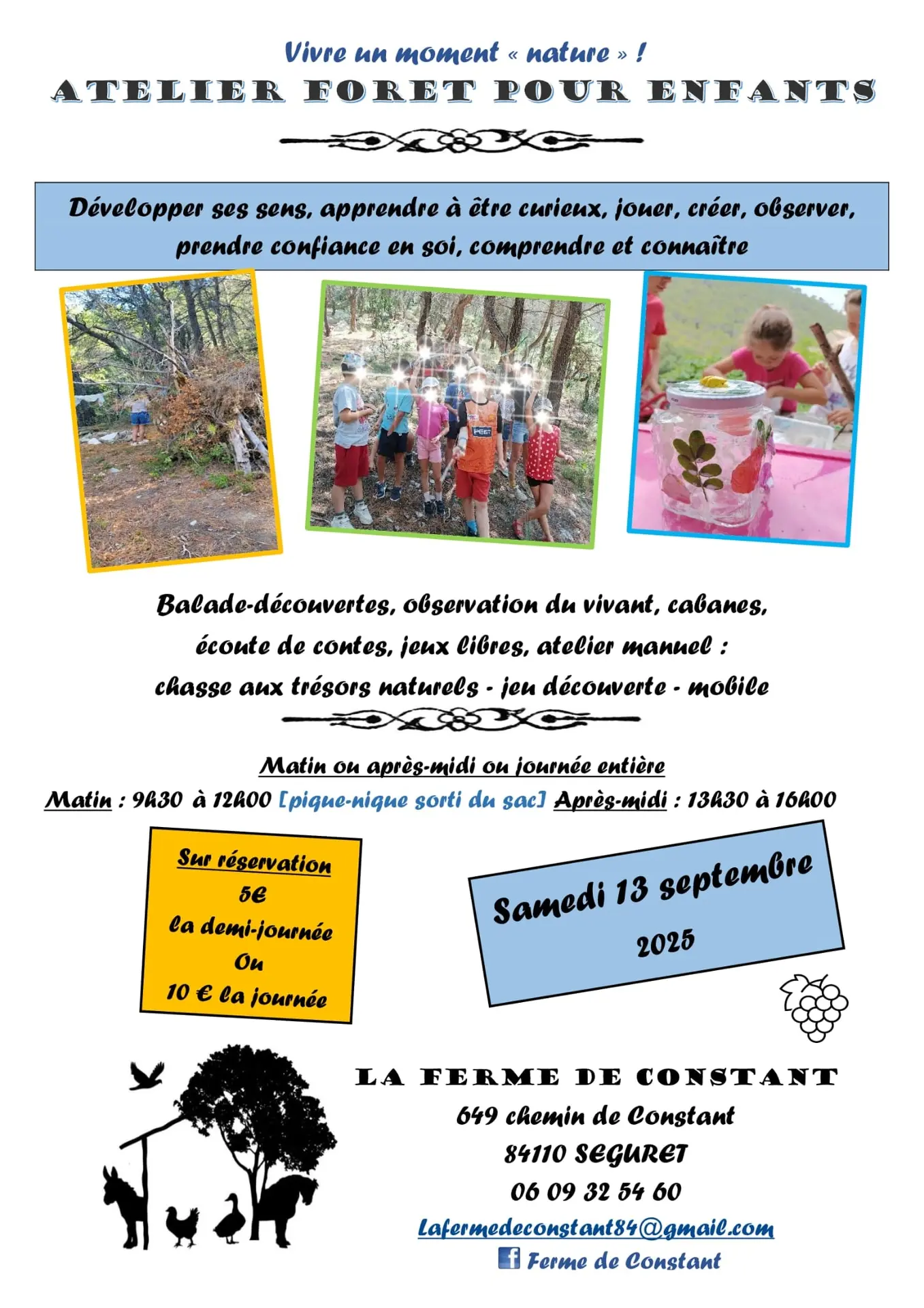 Atelier Forêt pour enfants à la Ferme de Constant_Séguret