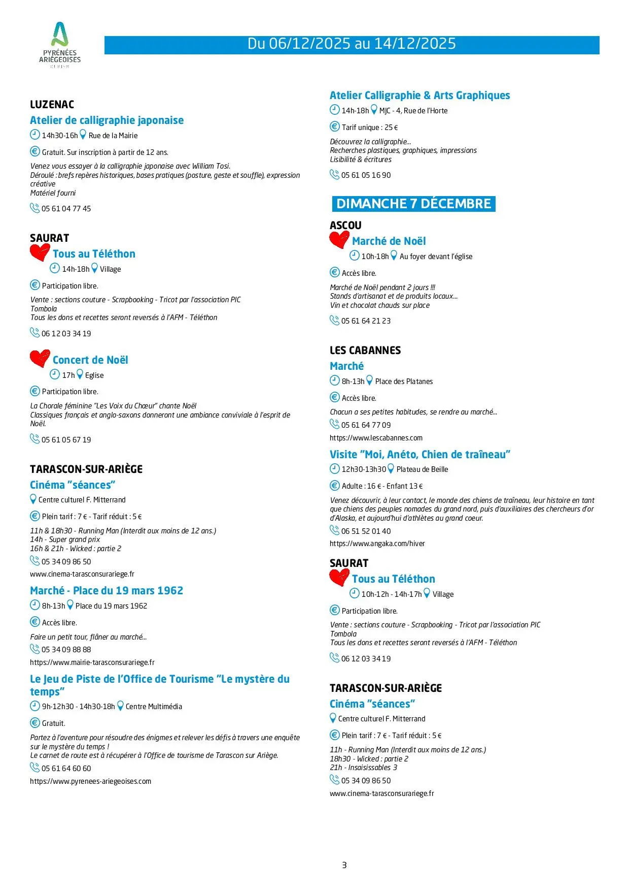 Du 06 au 14.12.Programme Animations & Activités