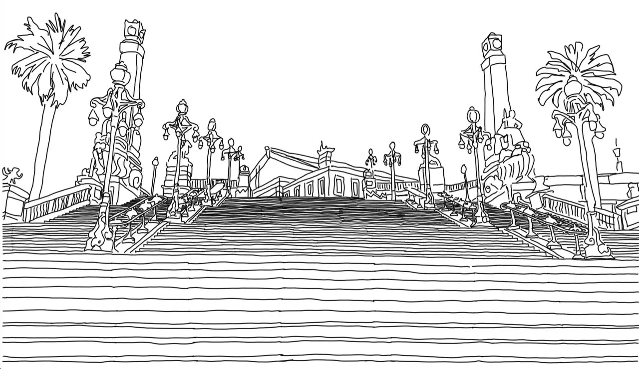 dessin des escaliers de la gare st charles