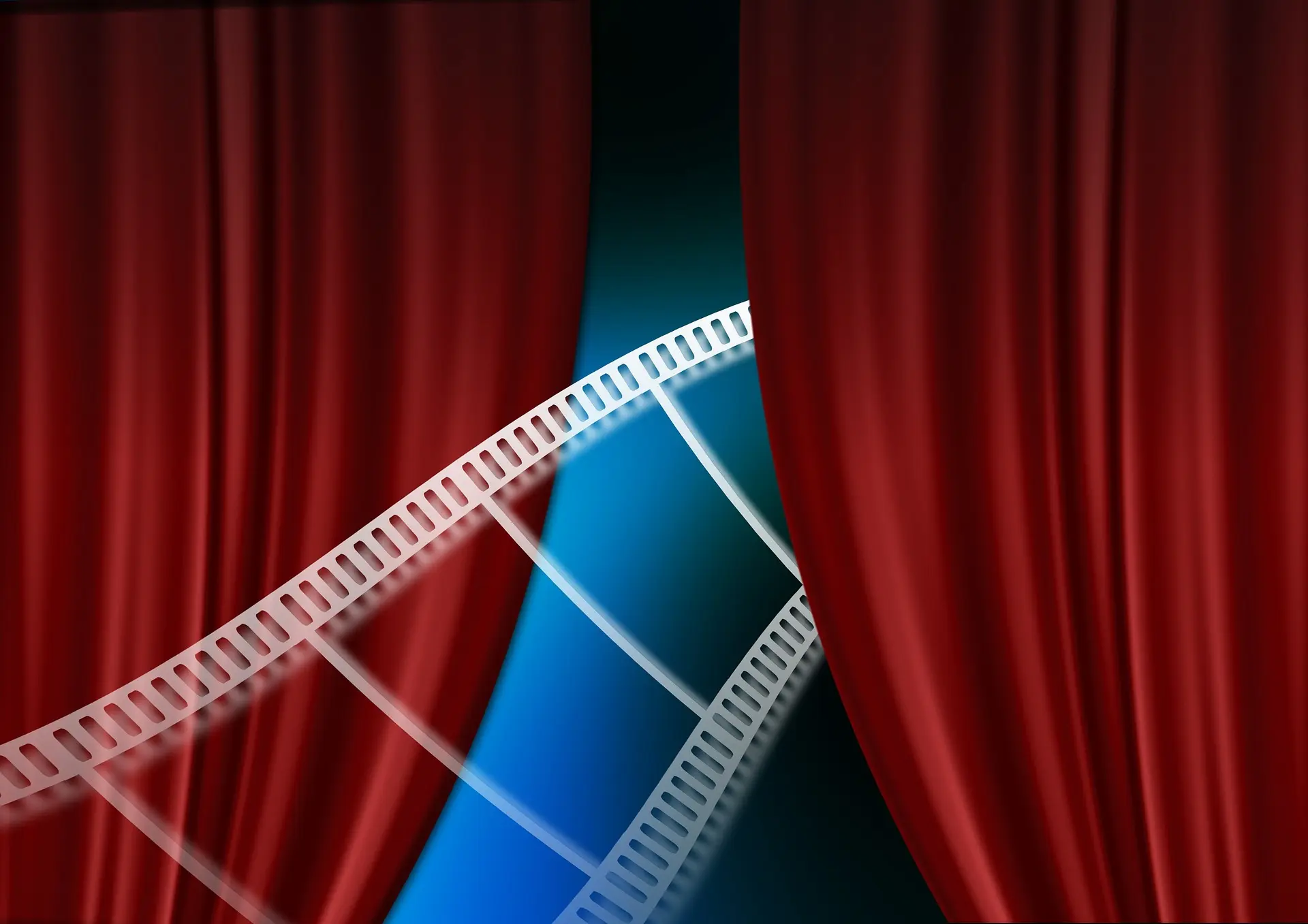 Image représentant un rideau avec une bobine de film de cinéma