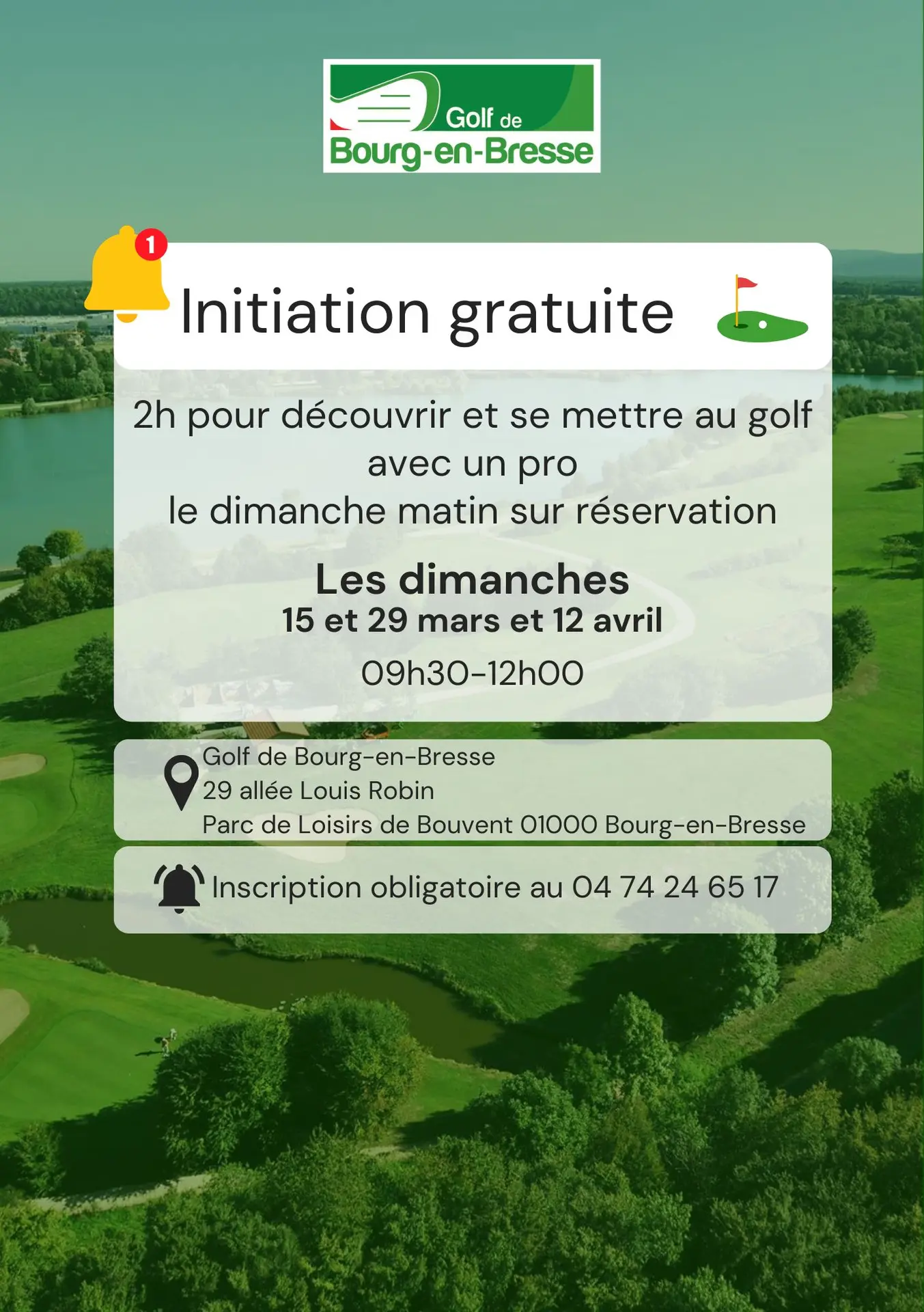 Golf de Bourg en Bresse Initiatioin gratuite