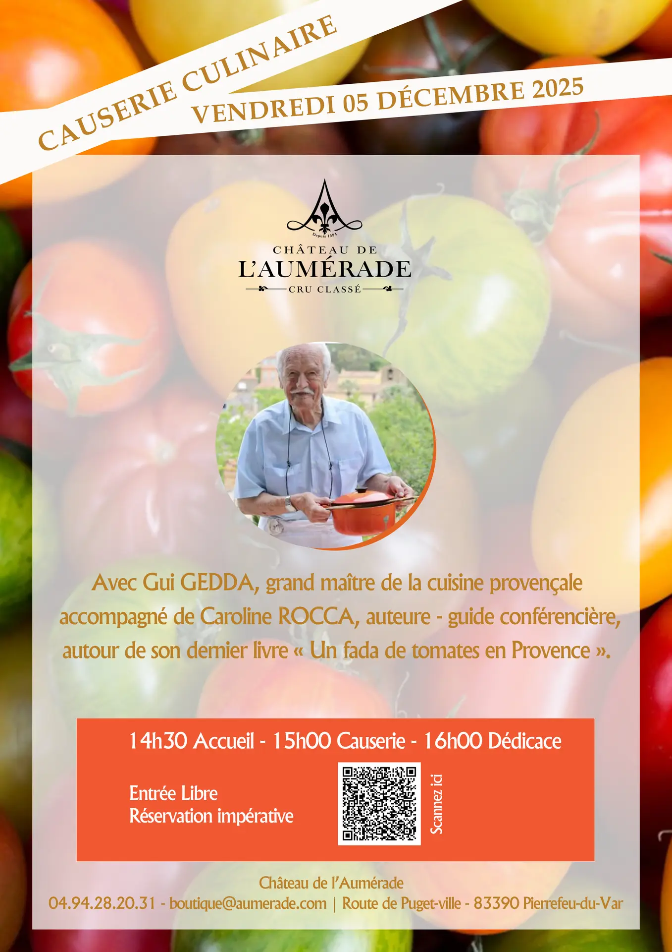 Causerie culinaire avec Gui Gedda au Château de l'Aumérade à Pierrefeu du Var