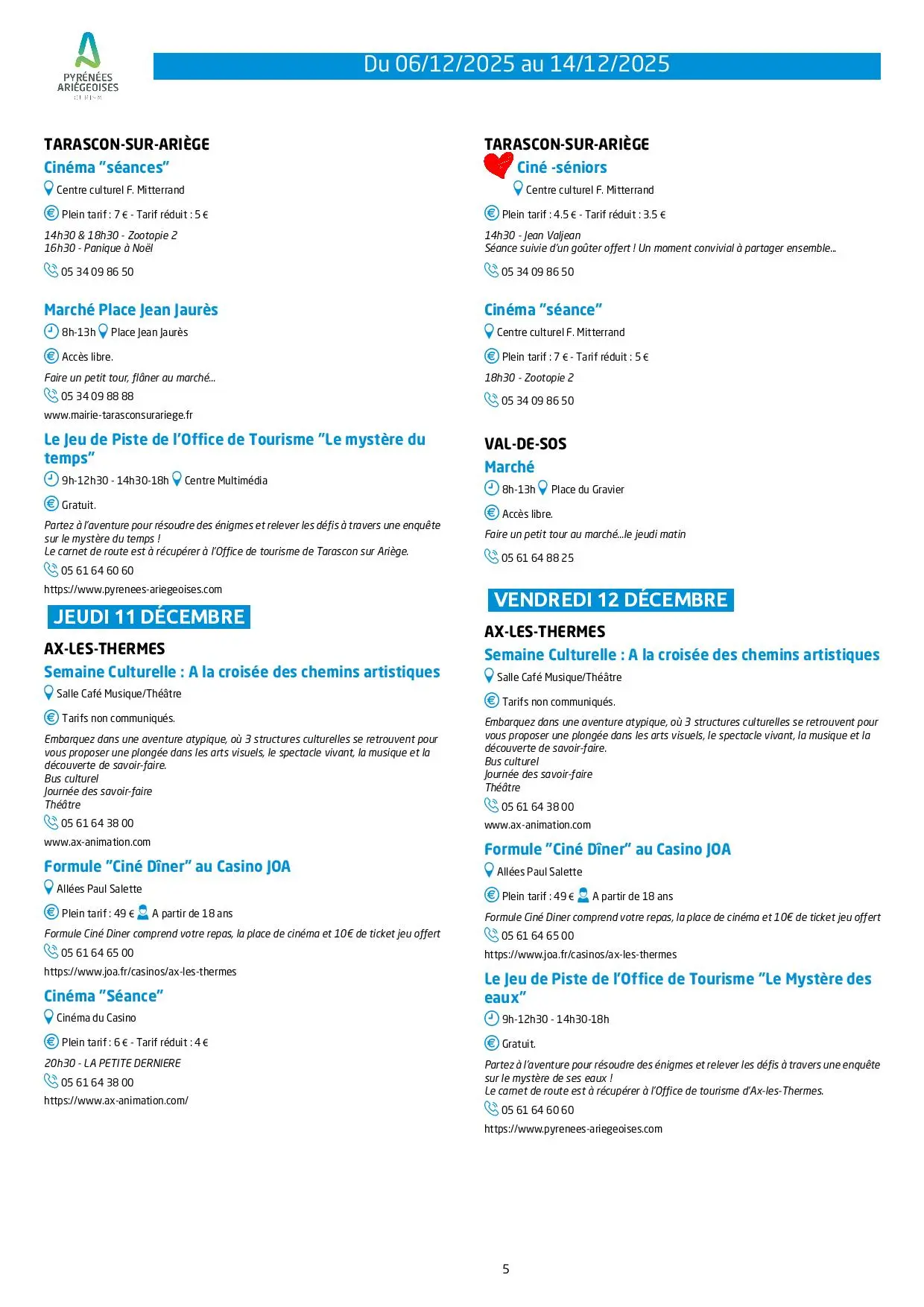 Du 06 au 14.12.Programme Animations & Activités