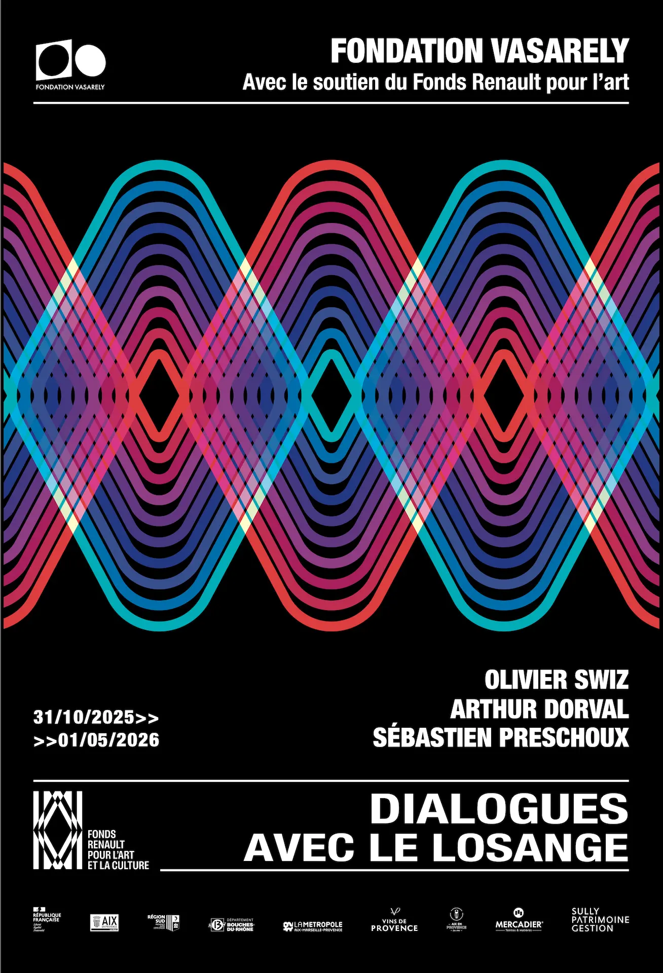 Affiche de l'exposition : Dialogues avec le losange - Quand l’op art rencontre l’art urbain contemporain_Aix-en-Provence