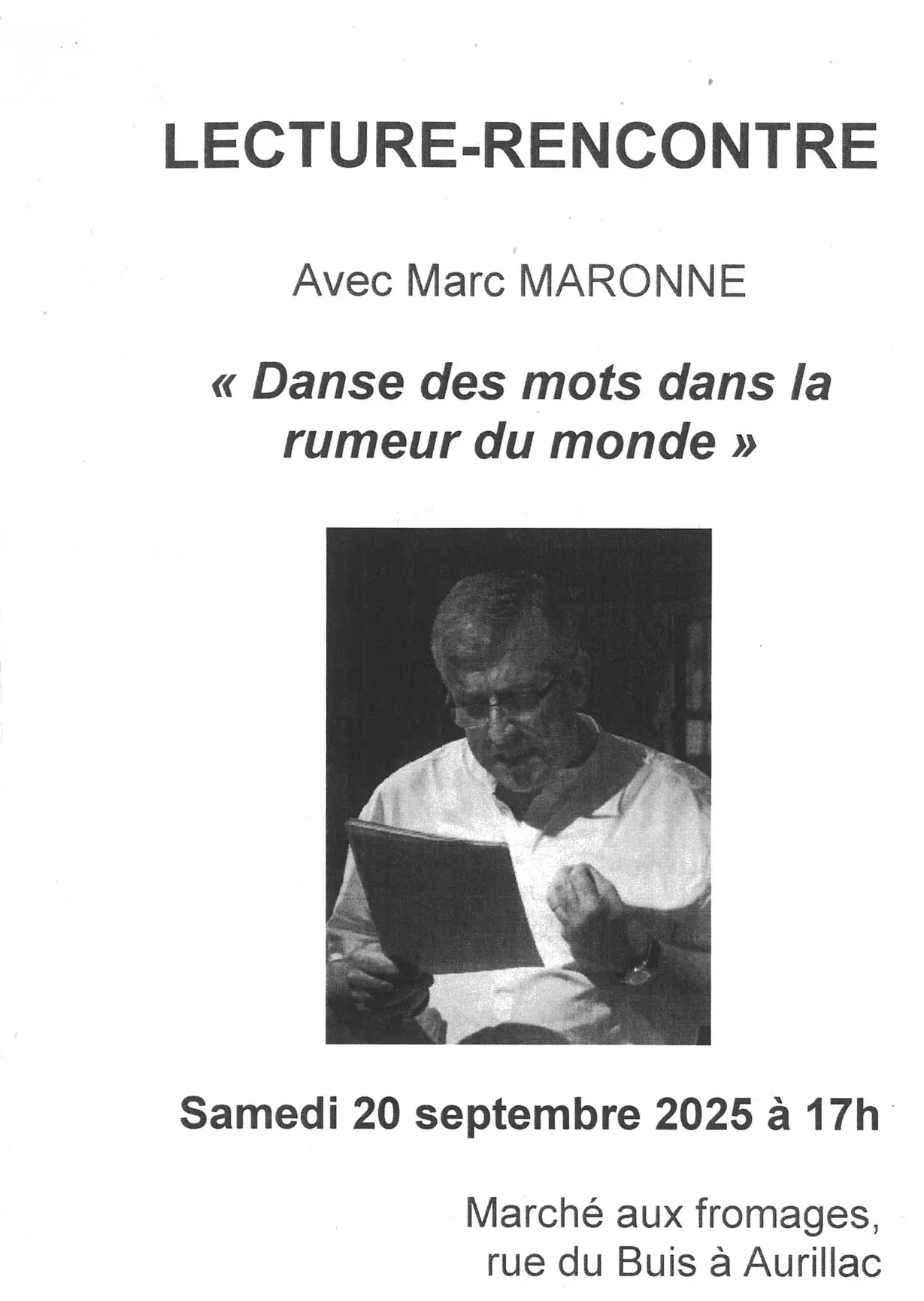 Lecture-Rencontre avec Marc Maronne