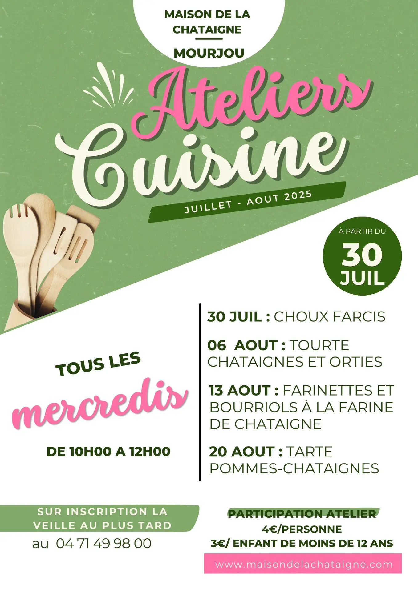 Ateliers de cuisine à la Maison de la Châtaigne