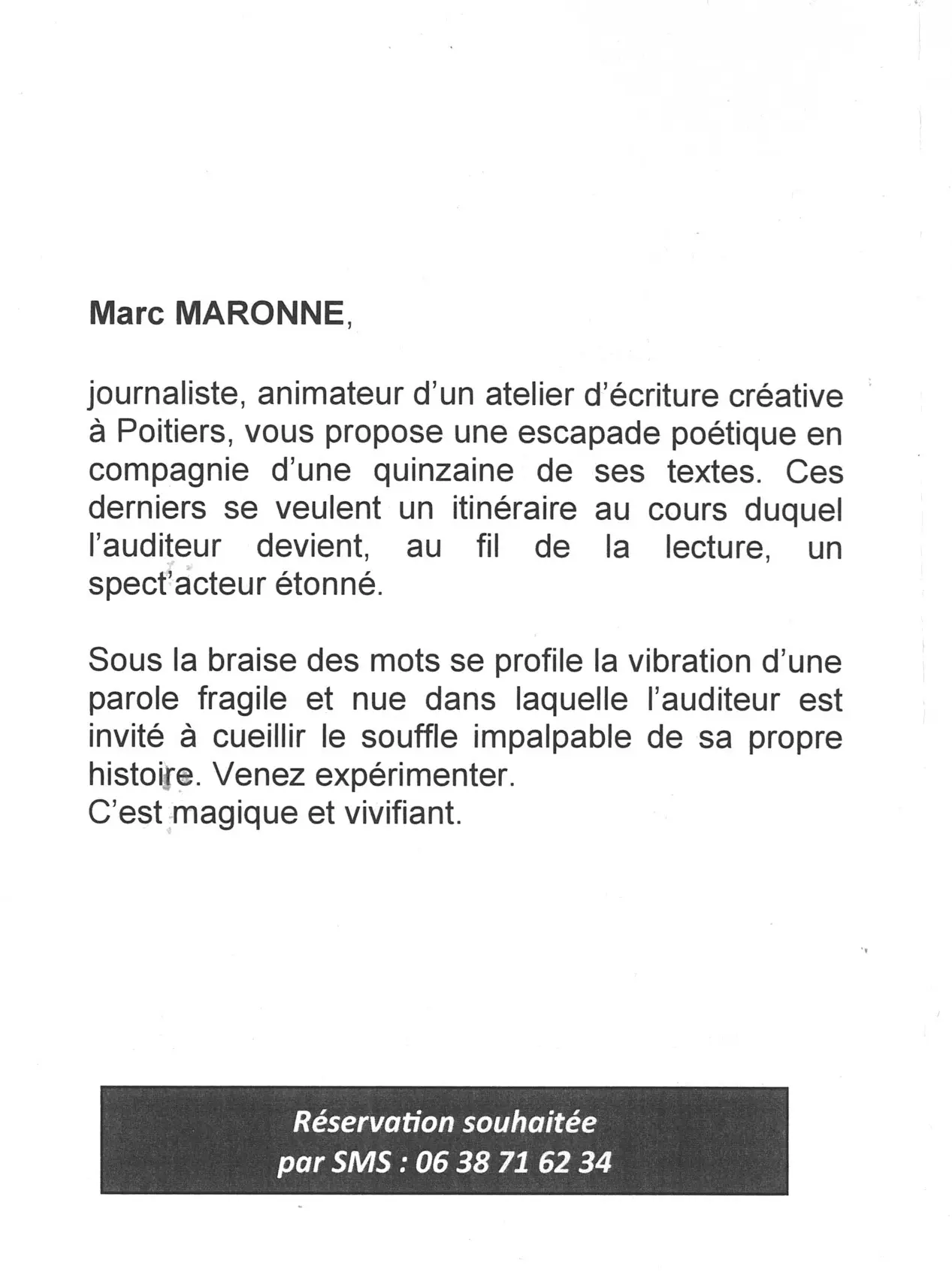 Lecture-Rencontre avec Marc Maronne