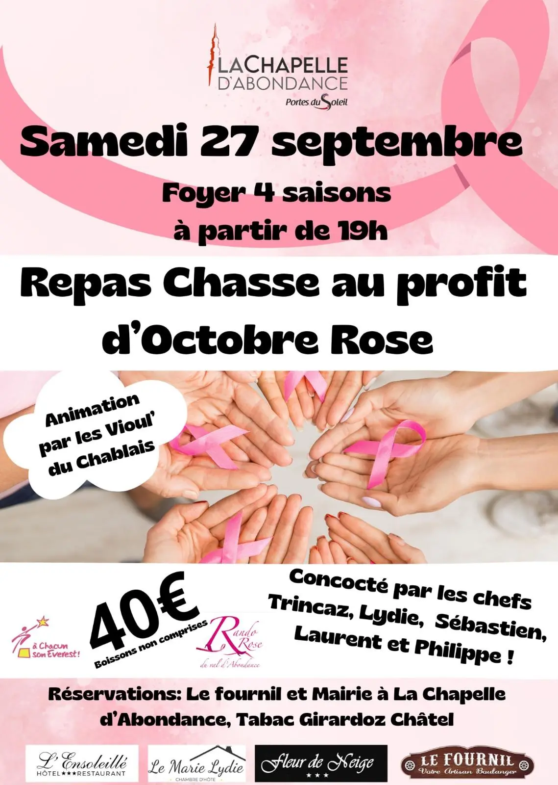 Repas chasse au profit d'Octobre Rose