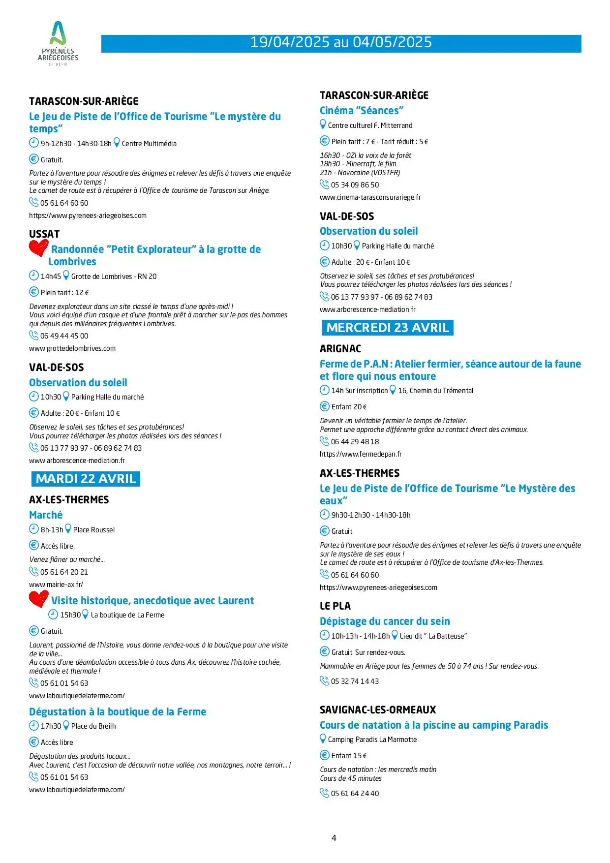 Programme du 19.04 au 04.05.2025