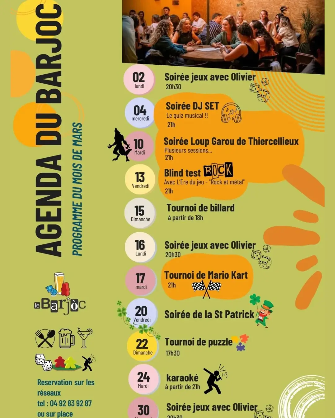 Agenda du Barjoc de mars