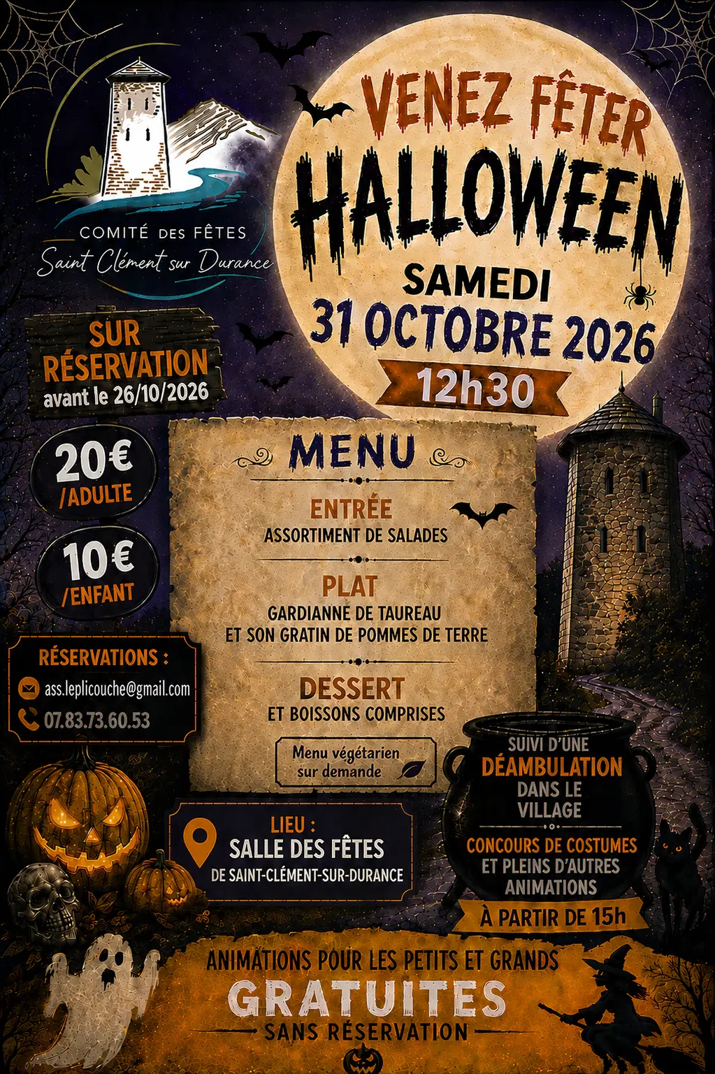 Menu et programme halloween