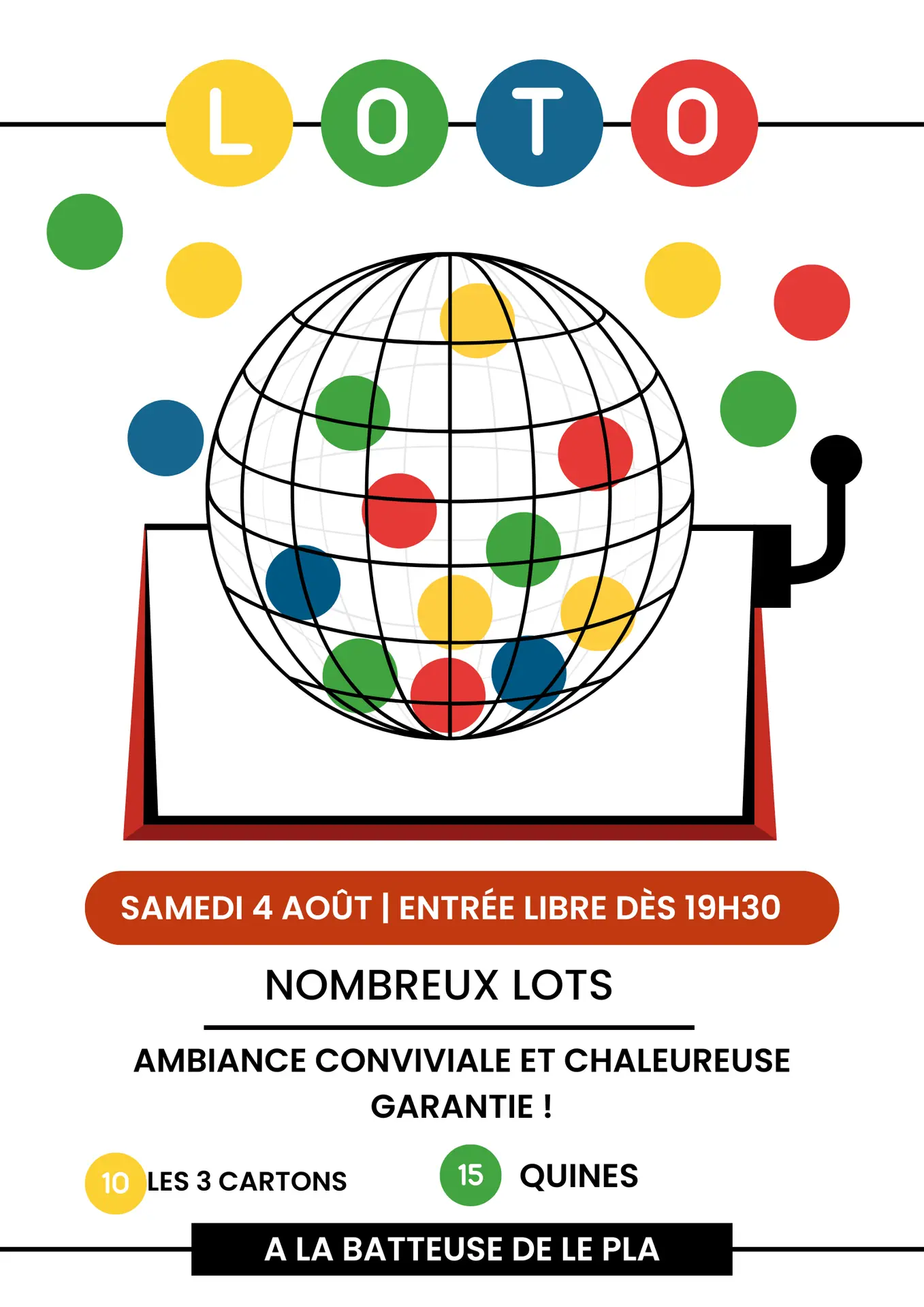Affiche du loto du foyer des jeunes et de l'éducation populaire de Le Pla