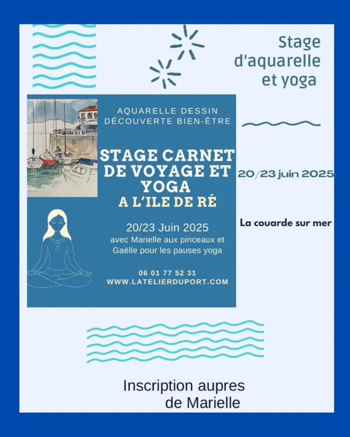 Affiche Stage d'aquarelle et yoga_La Couarde-sur-Mer