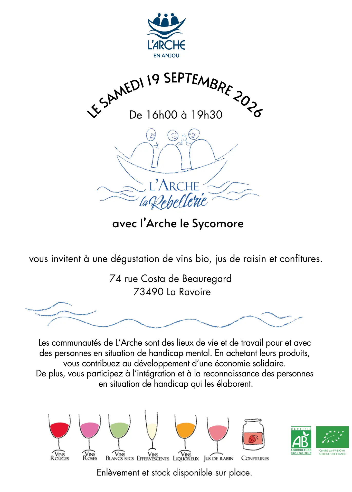 Affiche programme journée portes ouvertes et dégustation de vin