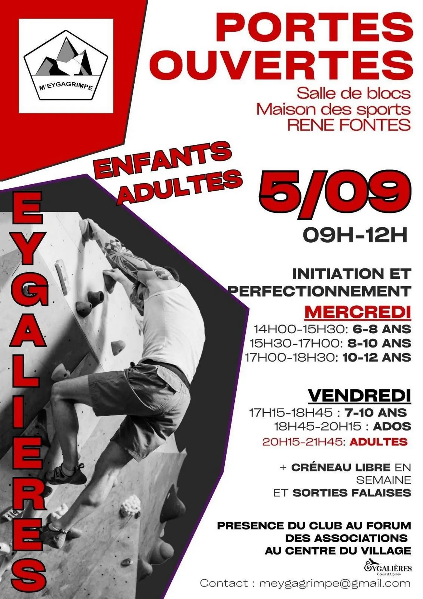 Poster Open Day at the M'Eygagrimpe Climbing Club in Eygalières 05.09.26