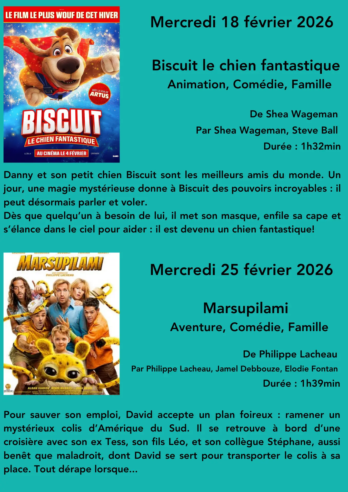 Cinéma Goûter pour les enfants février
