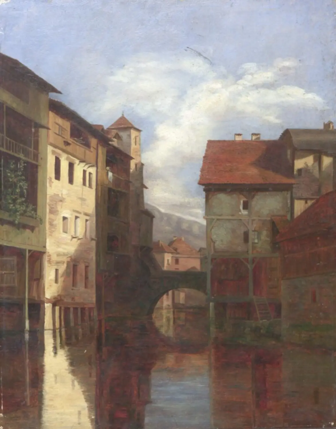 Tableau re présentant le Thiou vers 1850