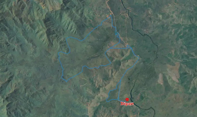Itinéraire vue du ciel de la Piste 3 du Creek Pernod aux Boucles de Netcha