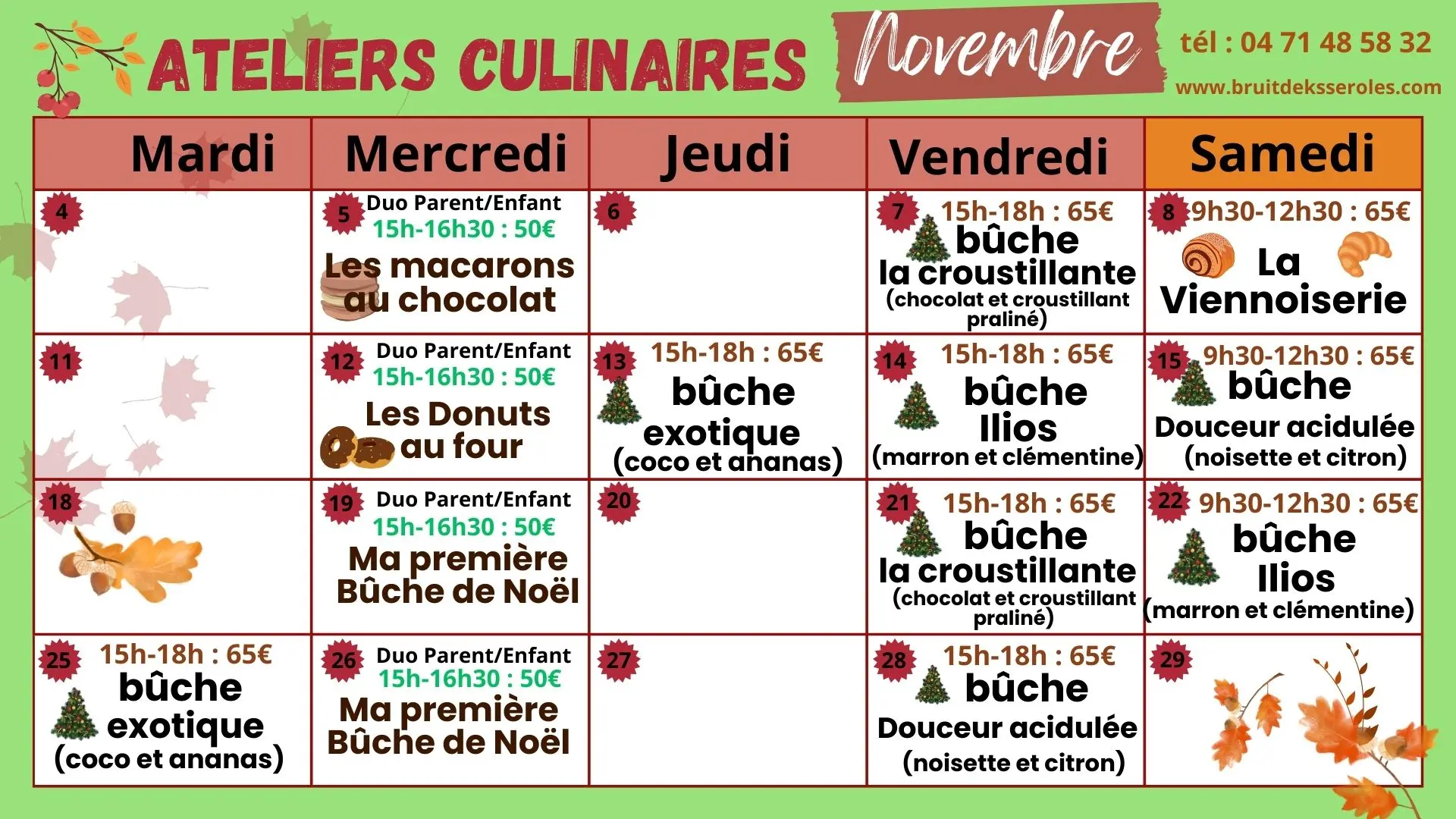 Les ateliers culinaires de Novembre à Bruit de K'sseroles