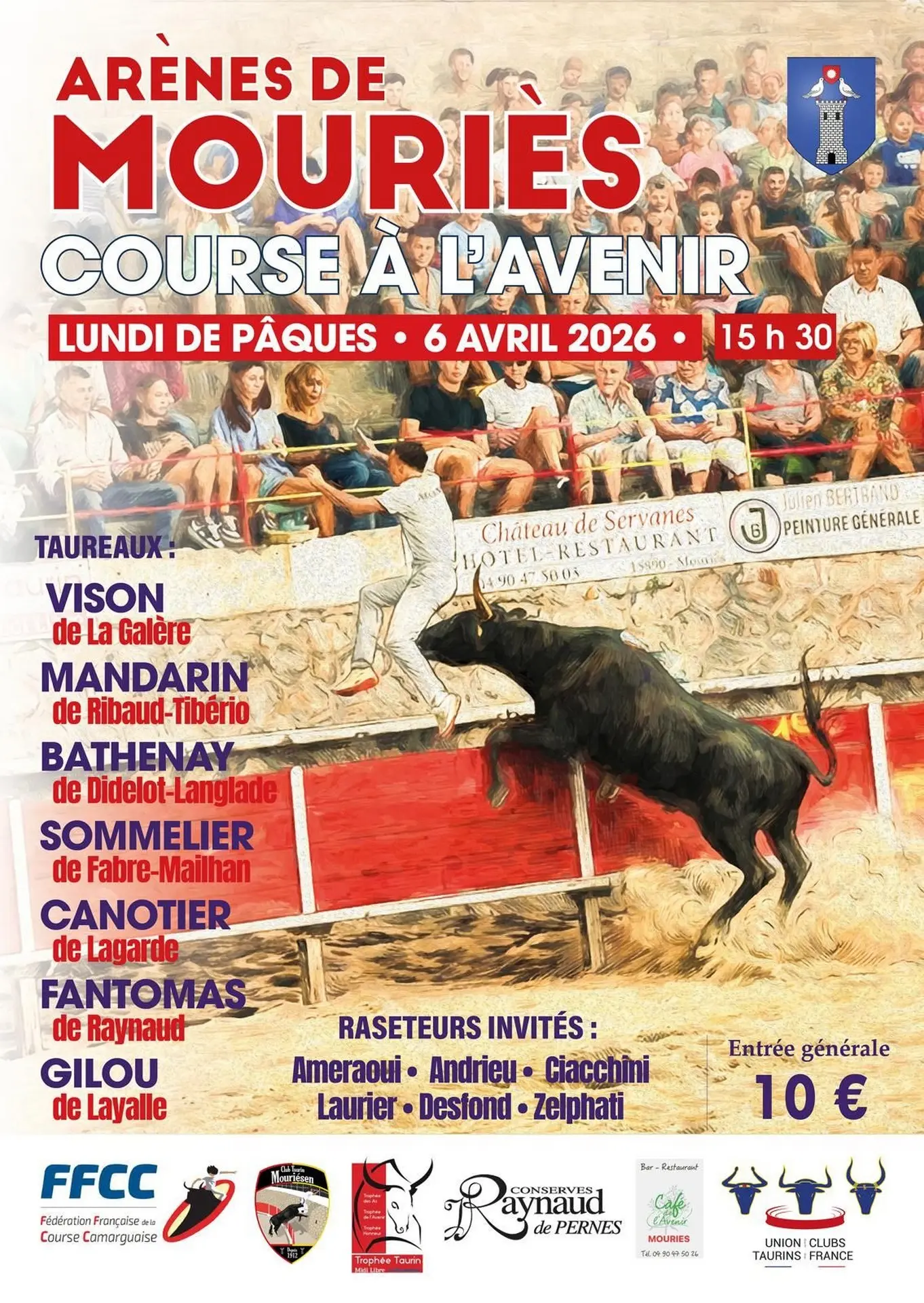 Poster Camargue bull race: Avenir race in Mouriès 06.04.26