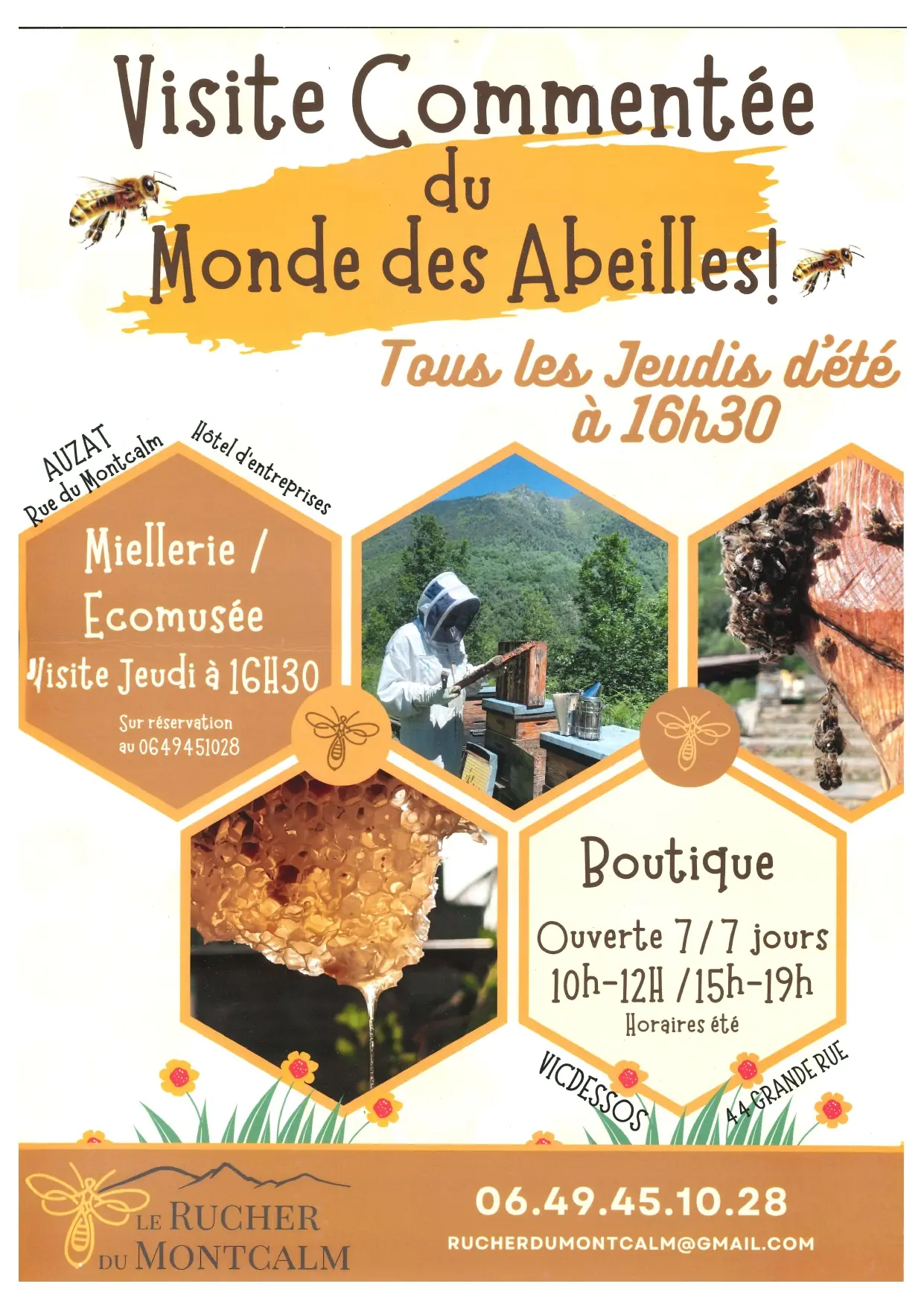 Affiche visite commentée du monde des abeilles