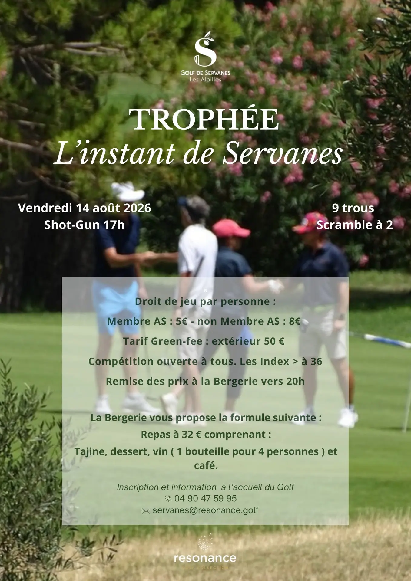 Affiche Compétition de golf Trophée L'instant de Servanes à Mouriès 14.08.26