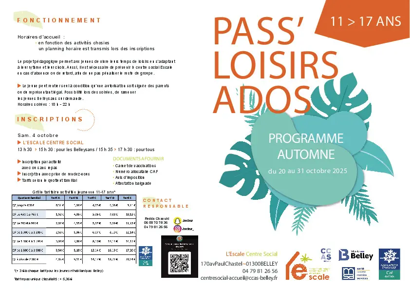 Pass'Loisirs Ados pour les 11 - 17 ans_Belley